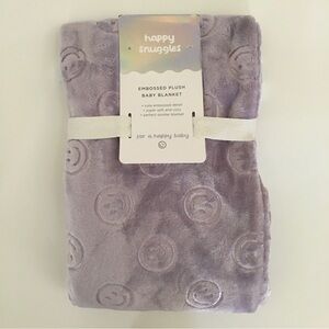 NEW Super Soft Baby Blanket Purple Embossed Happy Faces | Happy Snuggles
